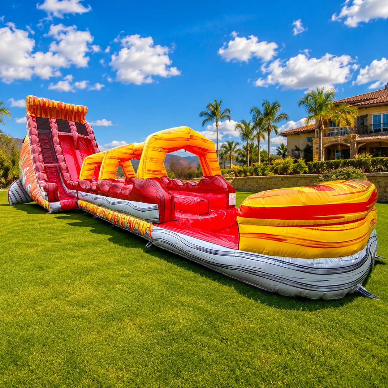 24' Firestorm Falls Dual Lane Water Slide with Slip N Slide
