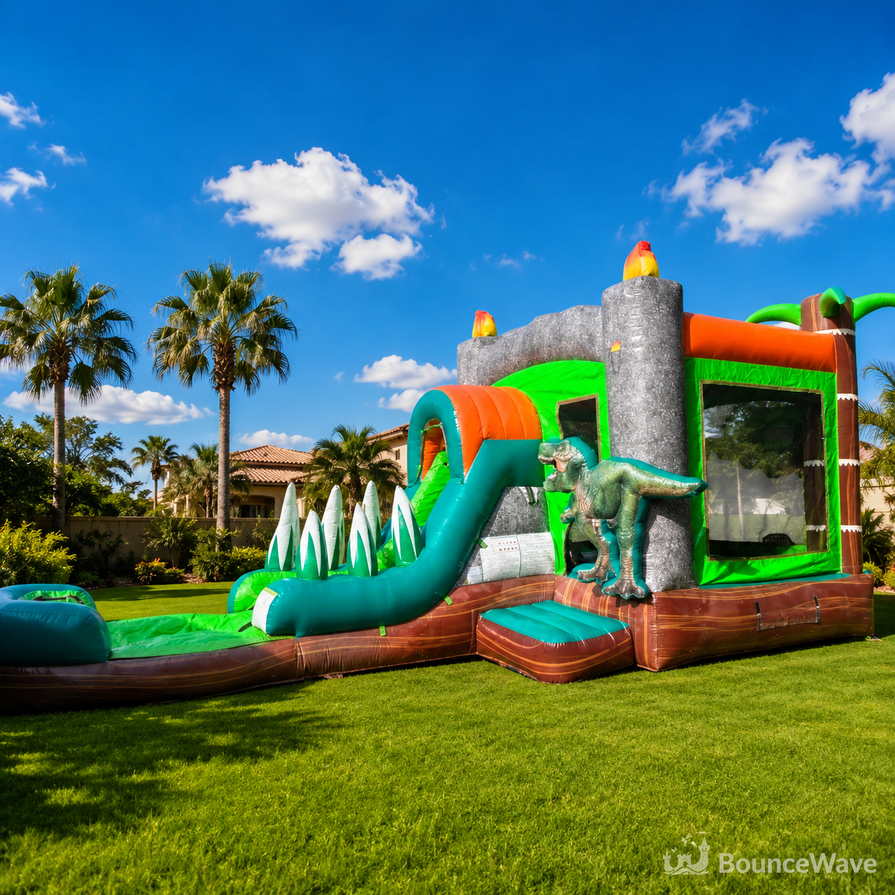 Dino Raptor 4-in-1 Bounce House with Slide Combo (Wet/Dry)